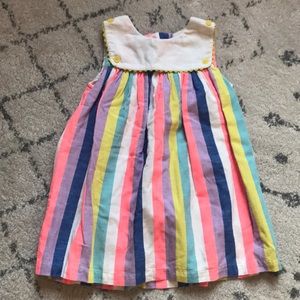 Mini Boden striped rainbow dress.
